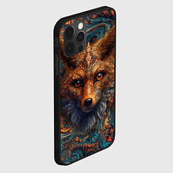 Чехол для iPhone 12 Pro Морда лисы на фрактальных узорах, цвет: 3D-черный — фото 2