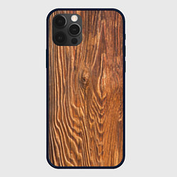 Чехол для iPhone 12 Pro Текстура дерева, цвет: 3D-черный