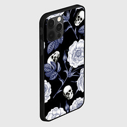 Чехол для iPhone 12 Pro Черепа с розами, цвет: 3D-черный — фото 2