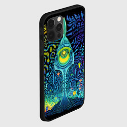 Чехол для iPhone 12 Pro Психоделика разноцветная - нейронная сеть, цвет: 3D-черный — фото 2