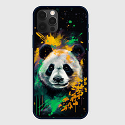 Чехол для iPhone 12 Pro Панда в желтом и зеленом - нейронная сеть, цвет: 3D-черный