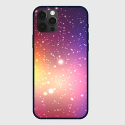Чехол для iPhone 12 Pro Желто фиолетовое свечение и звезды, цвет: 3D-черный