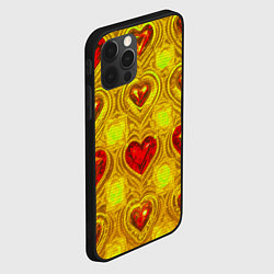 Чехол для iPhone 12 Pro Узор рубиновые сердца, цвет: 3D-черный — фото 2