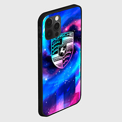 Чехол для iPhone 12 Pro Porsche неоновый космос, цвет: 3D-черный — фото 2
