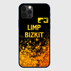 Чехол для iPhone 12 Pro Limp Bizkit - gold gradient: символ сверху, цвет: 3D-черный