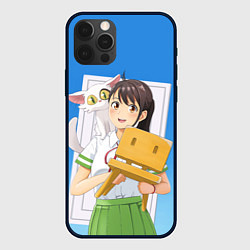 Чехол для iPhone 12 Pro Судзуме с котом и стульчиком, цвет: 3D-черный