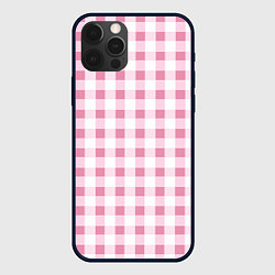 Чехол для iPhone 12 Pro Барби-розовый: клетка, цвет: 3D-черный