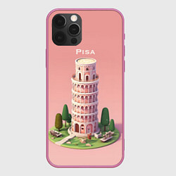 Чехол для iPhone 12 Pro Pisa Isometric, цвет: 3D-малиновый