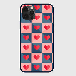 Чехол для iPhone 12 Pro Pettern hearts, цвет: 3D-черный
