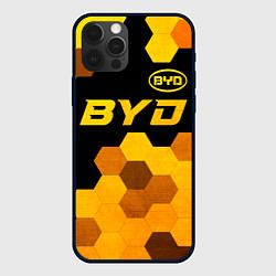 Чехол для iPhone 12 Pro BYD - gold gradient: символ сверху, цвет: 3D-черный