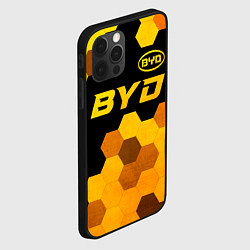 Чехол для iPhone 12 Pro BYD - gold gradient: символ сверху, цвет: 3D-черный — фото 2