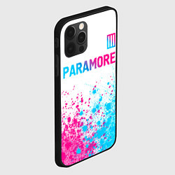 Чехол для iPhone 12 Pro Paramore neon gradient style: символ сверху, цвет: 3D-черный — фото 2