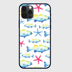 Чехол для iPhone 12 Pro Fish family, цвет: 3D-черный