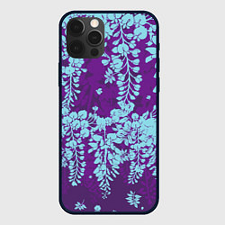 Чехол для iPhone 12 Pro Blue flowers, цвет: 3D-черный