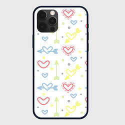 Чехол для iPhone 12 Pro Color hearts, цвет: 3D-черный