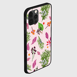 Чехол для iPhone 12 Pro Ягодки и листочки, цвет: 3D-черный — фото 2