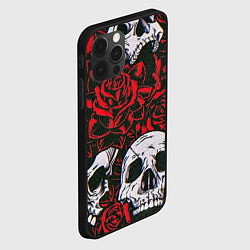 Чехол для iPhone 12 Pro Красные розы и черепа, цвет: 3D-черный — фото 2