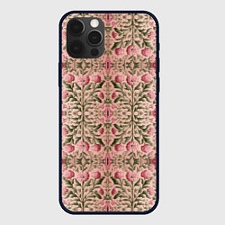 Чехол для iPhone 12 Pro Переплетение из розовых цветов, цвет: 3D-черный