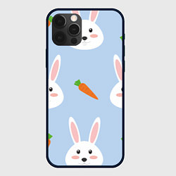 Чехол для iPhone 12 Pro Зайчики и морковки, цвет: 3D-черный
