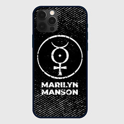 Чехол для iPhone 12 Pro Marilyn Manson с потертостями на темном фоне, цвет: 3D-черный