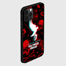 Чехол для iPhone 12 Pro Hollywood Undead rock glitch, цвет: 3D-черный — фото 2