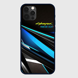 Чехол для iPhone 12 Pro Cyberpunk 2077 phantom liberty black blue abstract, цвет: 3D-черный