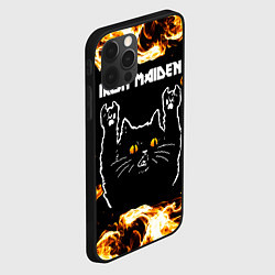 Чехол для iPhone 12 Pro Iron Maiden рок кот и огонь, цвет: 3D-черный — фото 2