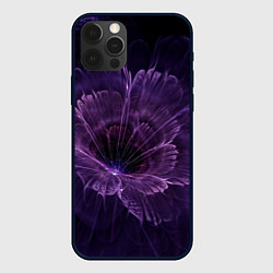 Чехол для iPhone 12 Pro Midjourney Неоновый цветок, цвет: 3D-черный