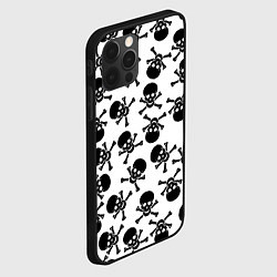 Чехол для iPhone 12 Pro Черепа и кости паттерном, цвет: 3D-черный — фото 2