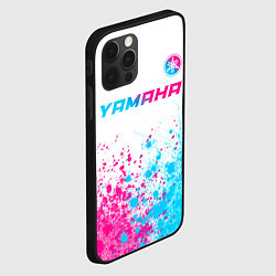 Чехол для iPhone 12 Pro Yamaha neon gradient style: символ сверху, цвет: 3D-черный — фото 2