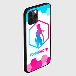 Чехол для iPhone 12 Pro Tomb Raider neon gradient style, цвет: 3D-черный — фото 2