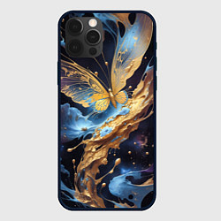 Чехол для iPhone 12 Pro Бабочка краски узор, цвет: 3D-черный