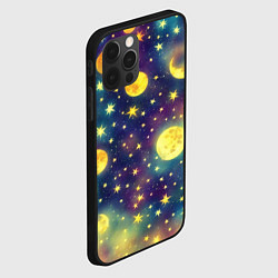 Чехол для iPhone 12 Pro Космос, Луна и Солнце, цвет: 3D-черный — фото 2