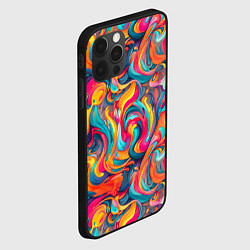Чехол для iPhone 12 Pro Разноцветные мазки красок, цвет: 3D-черный — фото 2