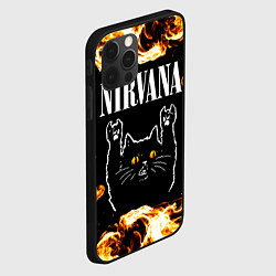 Чехол для iPhone 12 Pro Nirvana рок кот и огонь, цвет: 3D-черный — фото 2