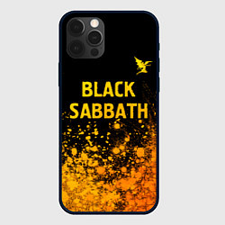 Чехол для iPhone 12 Pro Black Sabbath - gold gradient: символ сверху, цвет: 3D-черный