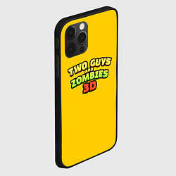 Чехол для iPhone 12 Pro Two Guys & Zombies 3D - Лого на желтом, цвет: 3D-черный — фото 2