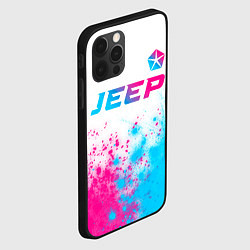 Чехол для iPhone 12 Pro Jeep neon gradient style: символ сверху, цвет: 3D-черный — фото 2