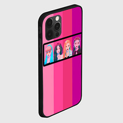 Чехол для iPhone 12 Pro Группа Black pink на фоне оттенков розового, цвет: 3D-черный — фото 2