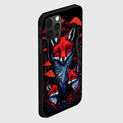 Чехол для iPhone 12 Pro Красный лис и грибы, цвет: 3D-черный — фото 2