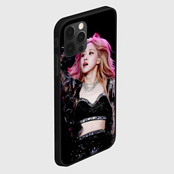 Чехол для iPhone 12 Pro Blackpink Rose Pink hair, цвет: 3D-черный — фото 2