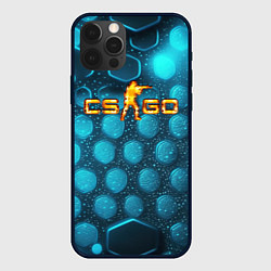 Чехол для iPhone 12 Pro CS GO blue neon, цвет: 3D-черный