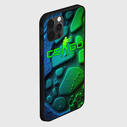 Чехол для iPhone 12 Pro CS GO green black abstract, цвет: 3D-черный — фото 2