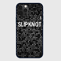 Чехол iPhone 12 Pro Slipknot glitch на темном фоне: символ сверху