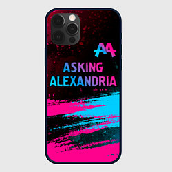 Чехол для iPhone 12 Pro Asking Alexandria - neon gradient: символ сверху, цвет: 3D-черный