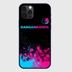 Чехол для iPhone 12 Pro Danganronpa - neon gradient: символ сверху, цвет: 3D-черный