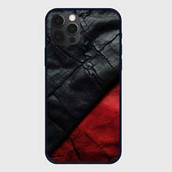 Чехол для iPhone 12 Pro Черно - красная кожа, цвет: 3D-черный