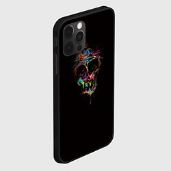 Чехол для iPhone 12 Pro Череп - потекшие краски, цвет: 3D-черный — фото 2