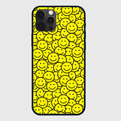 Чехол для iPhone 12 Pro Счастливые смайлики, цвет: 3D-черный