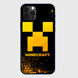 Чехол для iPhone 12 Pro Minecraft - gold gradient, цвет: 3D-черный
